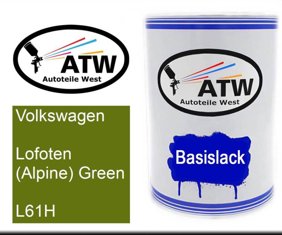 Volkswagen, Lofoten (Alpine) Green, L61H: 500ml Lackdose, von ATW Autoteile West.